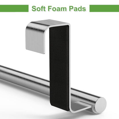 9" Over The Cabinet Towel Bar Holders, Handing Towel and Washcloth Rack for Bathroom and Kitchen, Stainless Steel, 2 Pack (Sliver)