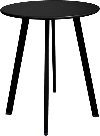 Meluvici Outdoor Side Table, Weather Resistant Patio Small Side Table Outdoor Indoor Round Metal Steel Small Table
