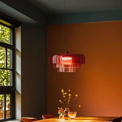 Zobawlks Mid-Century Modern Pendant Light: Hanging Lamp for Kitchen Island - Chandeliers for Dining Room (Orange)