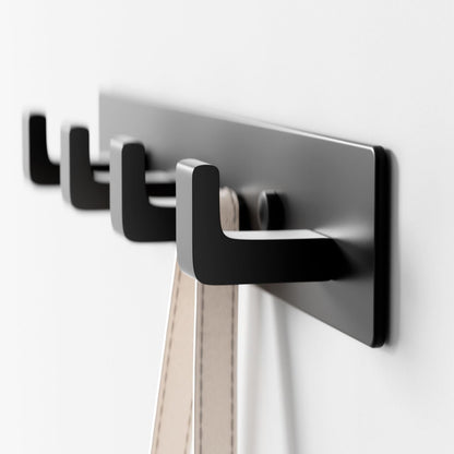 GWAAZXGZ Black Coat Rack Wall Mount - 12.5 inch Modern Metal Hook Rail with 4 Right-Angle Hooks, Drill-Mounted Organizer for Coats, Hats, Bags in Entryway, Bathroom, Bedroom (2 Pack)