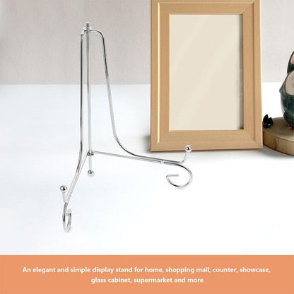 HOMSFOU Iron Plate Stand, Silver Easel Display Holder for Picture Frame, Photo Showing Rack