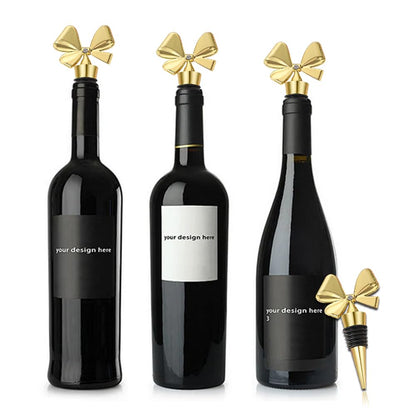 Wine Stopper Set,Bowknot Wine Bottle Stopper,4 Pack Decorative Removable Cute Bow Wine Bottle Stopper, Reusable Vacuum Bottle Corks with Silicone Seal for Halloween, Women, Gift, Holiday Party