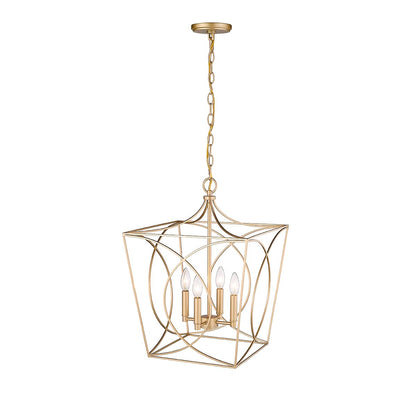 ML Lighting Tracy - 4 Light Pendant-21.9 Inches Tall and 15.87 Inches Wide-Painted Modern Gold Finish -Traditional Installation
