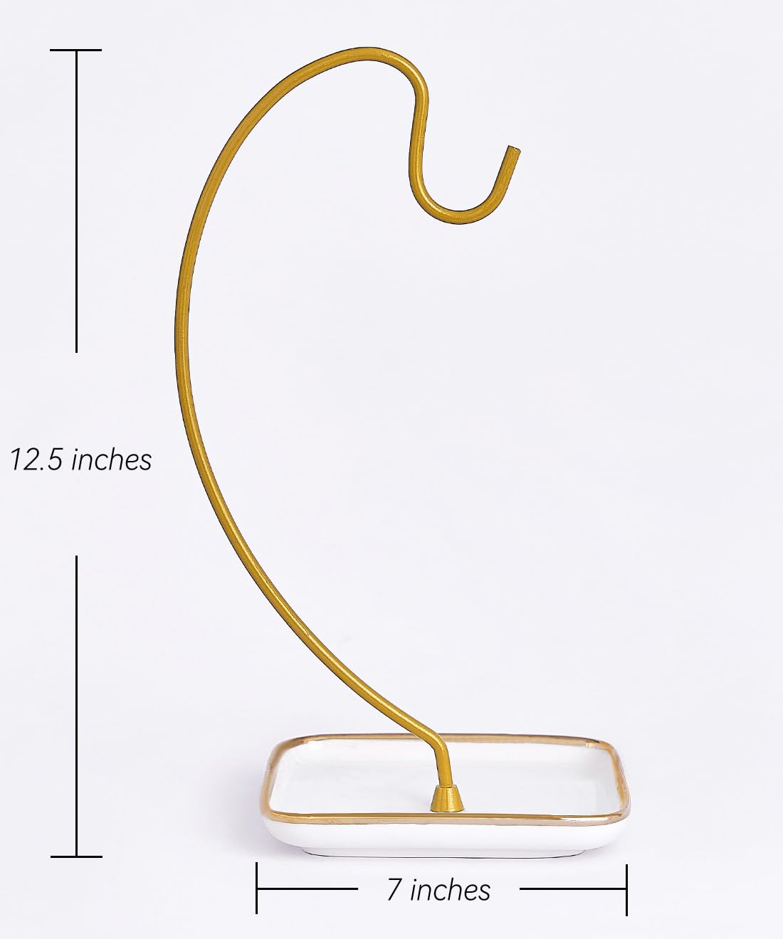 VROOMIUM Banana Holder Stand with Ceramic Base - Holds Up to 5 Pounds Bananas, Hassle-free Cleaning, Stylish and Chic Design Banana Rack - Gold