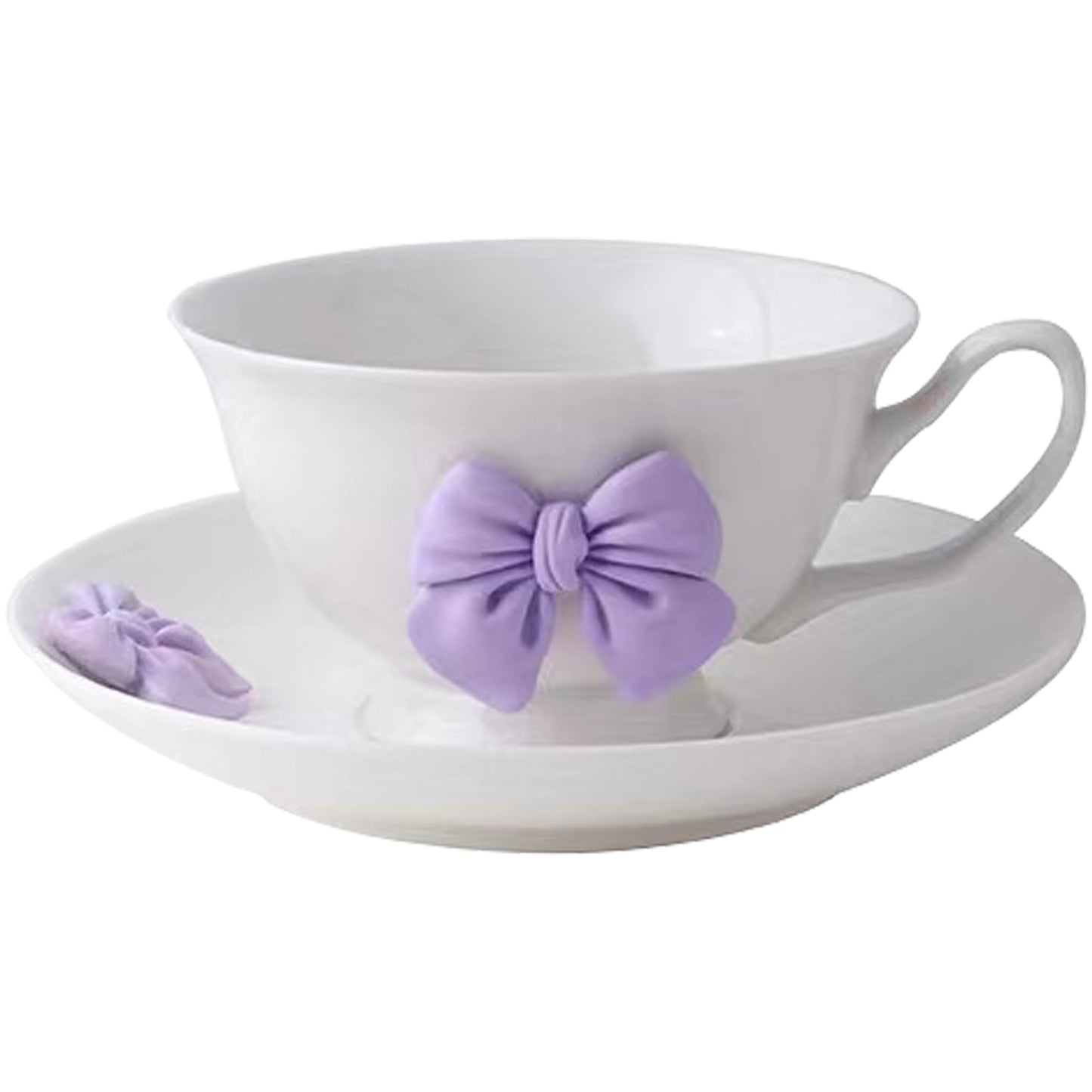 Disoza Bow Coffee Mugs Set with Saucer 200 ML Coquette Mug Porcelain Bow Cute Tea Cup Coffee for Women Girl