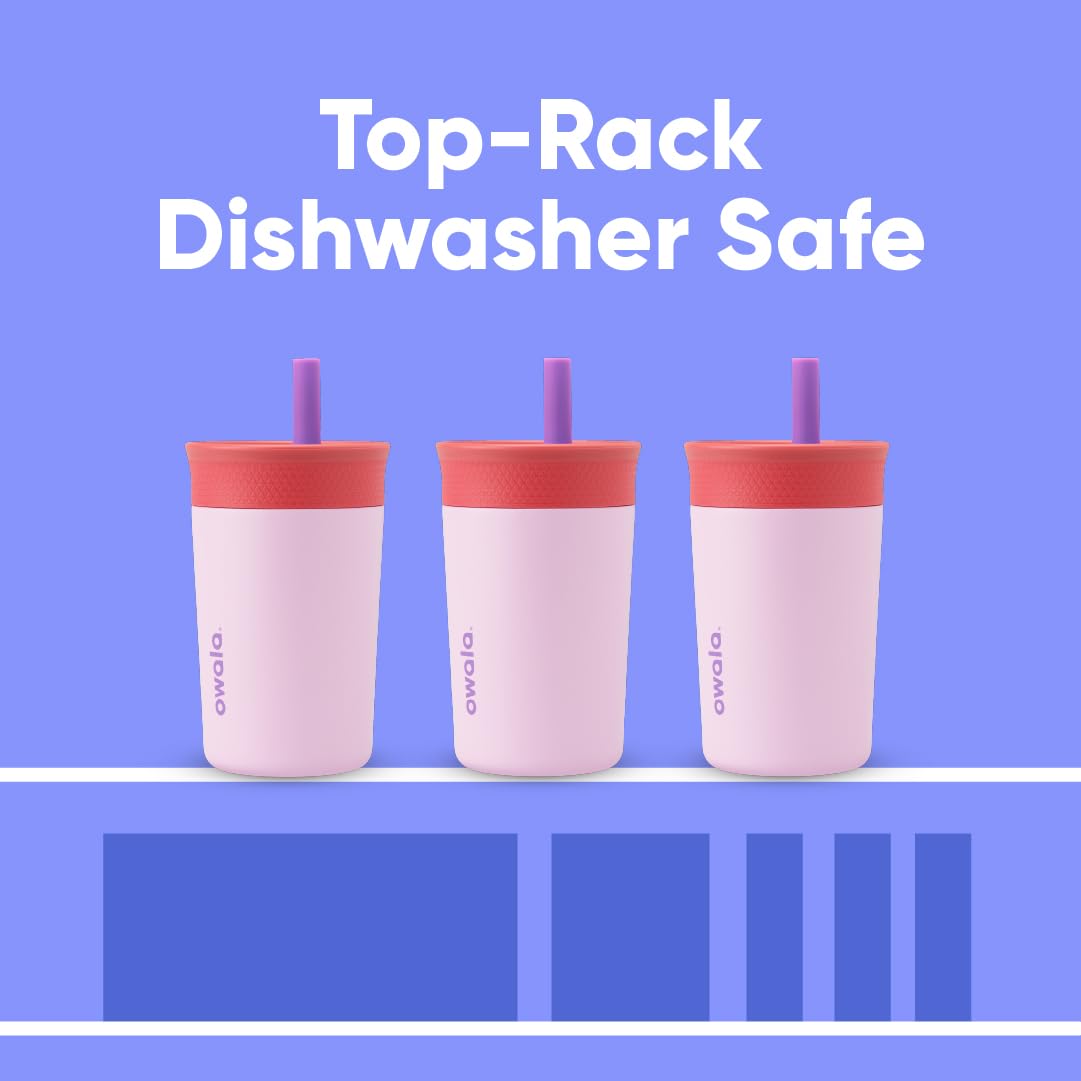 12 Oz, Owala Kids Insulation Stainless Steel Tumbler with Spill Resistant Flexible Straw, Easy to Clean, Kids Water