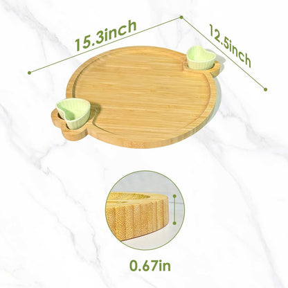 Hongsane Charcuterie Boards,Cute Bamboo Cheese Board,House Warming Gifts New Home,Wedding Bridal Shower Gift,Valentine Birthday Mother's Day for Women Mom,Round Meat Fruit Serving Tray Platter