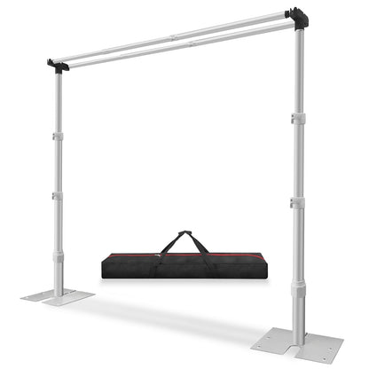 Jiang&Rong 10x10Ft Double Crossbar Backdrop Stand - Pipe and Drape Heavy Duty Adjustable Metal Frame with Drape Kit, Photographic Studio Backdrop Stand for Wedding, Birthday Party, Banquet Decorations