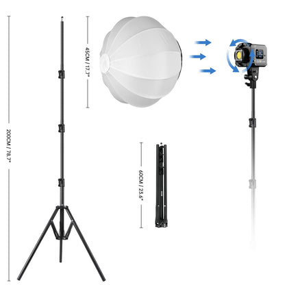 GVM 80W SD80S LED Video Light with Lantern Softbox and Tripod Stand Kit, 5600K Daylight Bowens Mount Studio Light, COB Continuous Output Lighting for Video Recording, APP Control, 12 Scenes, CRI97+