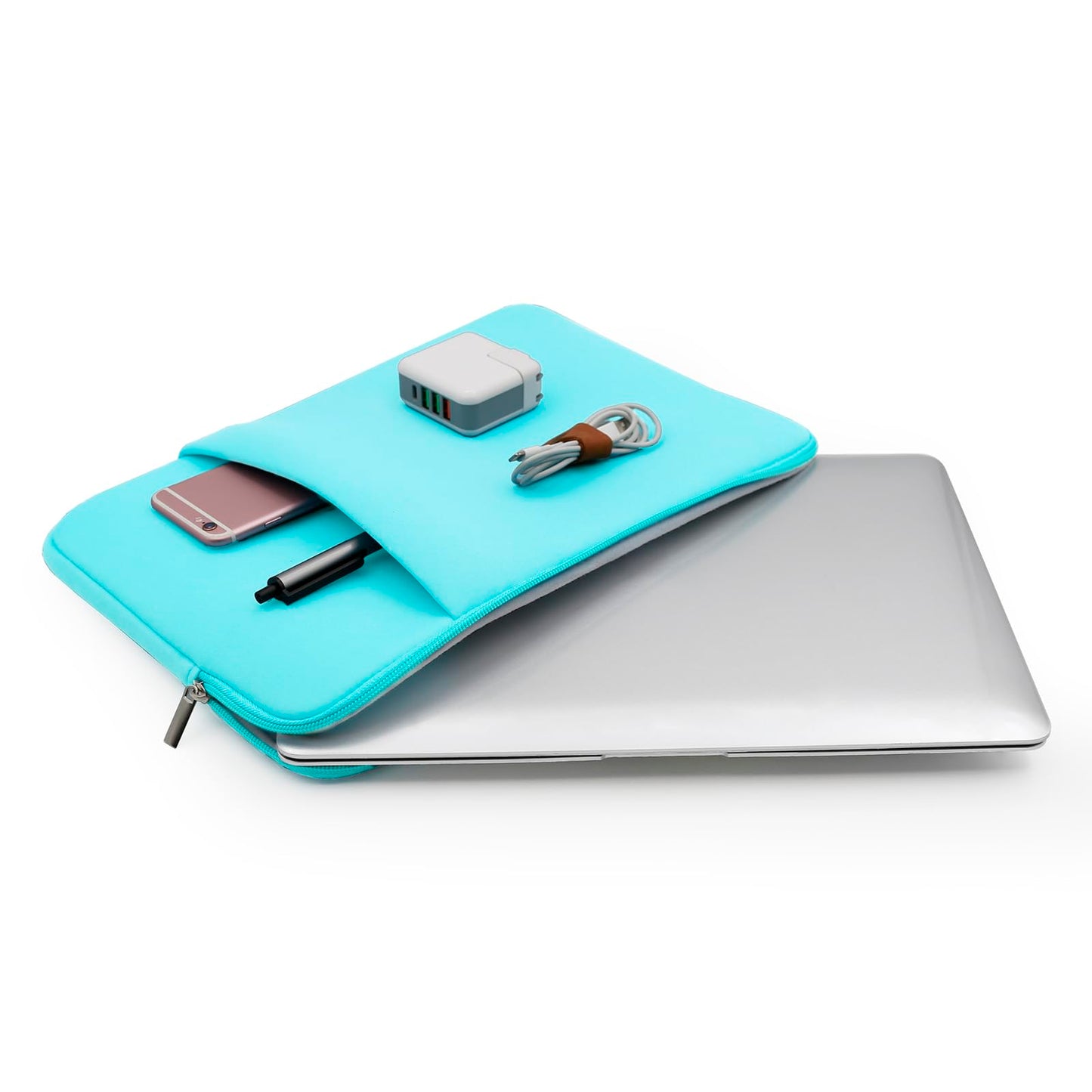 RAINYEAR 13 Inch Laptop Sleeve Compatible 13.3" MacBook Air/Pro M1 M2 M3 M4 A3240 A3113 A2681 A2337 A1932 A2179 A2338 A1706 A1708 Case Bag with Front Pocket Accessories Pouch (Red, Upgraded Version)
