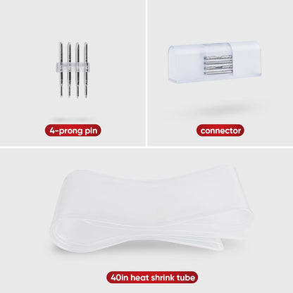 Shine Decor Connecting Parts Kit, 2 Connection Wire Cables & 1 Connector with 4-Prong Pin for RGB LED Neon Rope Lights