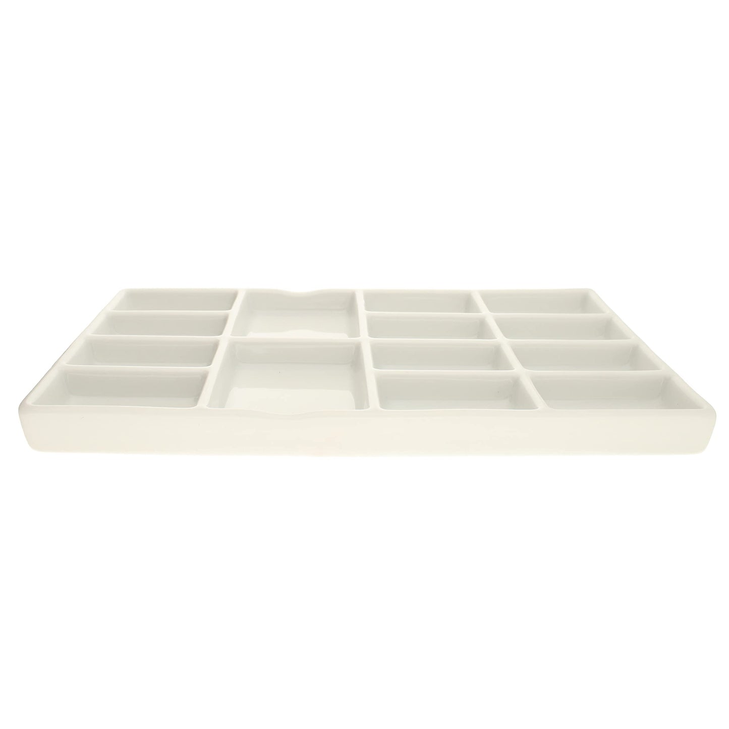 The Beadsmith Ceramic Mixing Palette – Rectangle Design Paint Holder – Arts and Crafts Accessories Organizer – 7.5" x 4.1" x .6” – 14 Compartments, (4 Palettes)