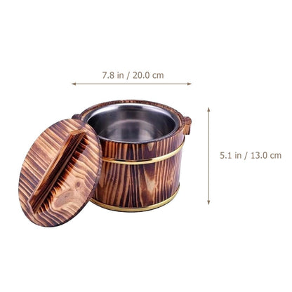 GANAZONO 1 Pc Cask Rice Cask wooden rice tub Sauna Bucket wooden steamer bowl Storage Bucket sushi kit tofu chinese practical barrel stainless steel heater Multifunction