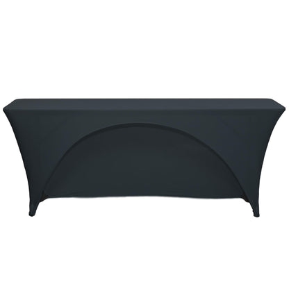 YOUR CHAIR COVERS - Spandex 6 Ft x 18 Inches, Narrow Classroom Open Back Rectangular Training Stretch Tablecloth - Black