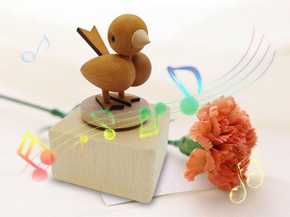 Cute Little Bird Mini Music Box, Wooden Mechanical Music Box Gift for Boy Girl Friends Singing