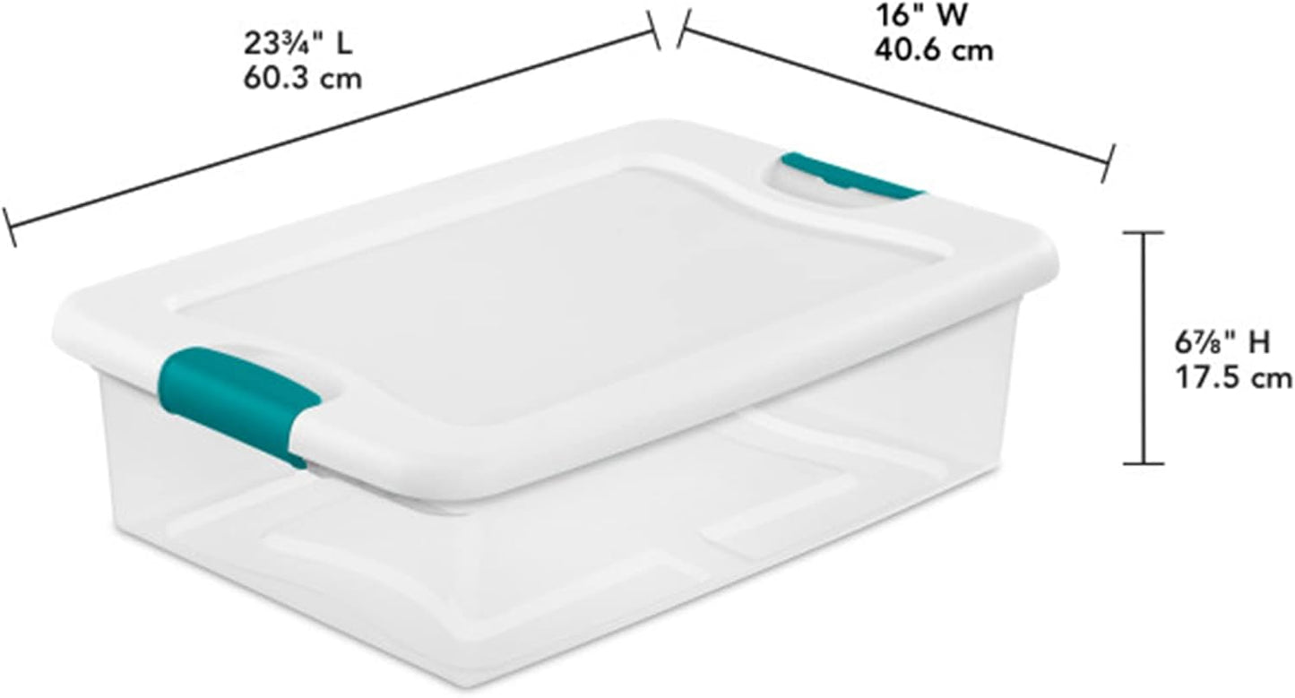 STERILITE Latching Storage Box with See-Through Base, 32-Qt