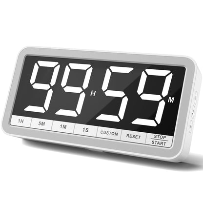 VOCOO Digital Kitchen Timer with 7.8” Extra Large Display, Magnetic, LED with 3 Brightness, 4 Alarms and 3 Volume Levels, Battery Countdown Count Up Timer for Cooking, Classroom, Home Gym (White)