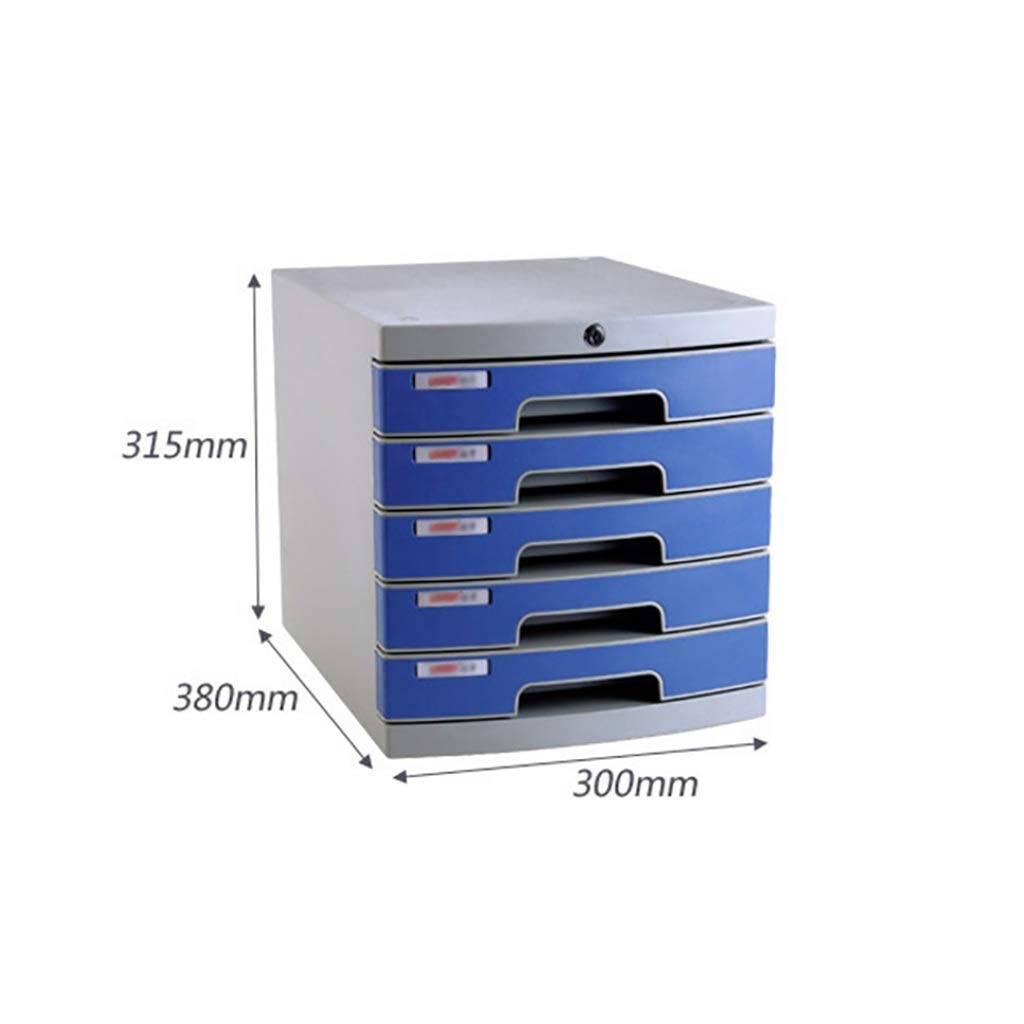 IIPOSAQQ Plastic Cosmetic Drawer Desk Storage Unit Organizer Lockable Drawer Sorter A4 Box for Office (5-Layers Size:12in15.2in12.6in) File Cabinets