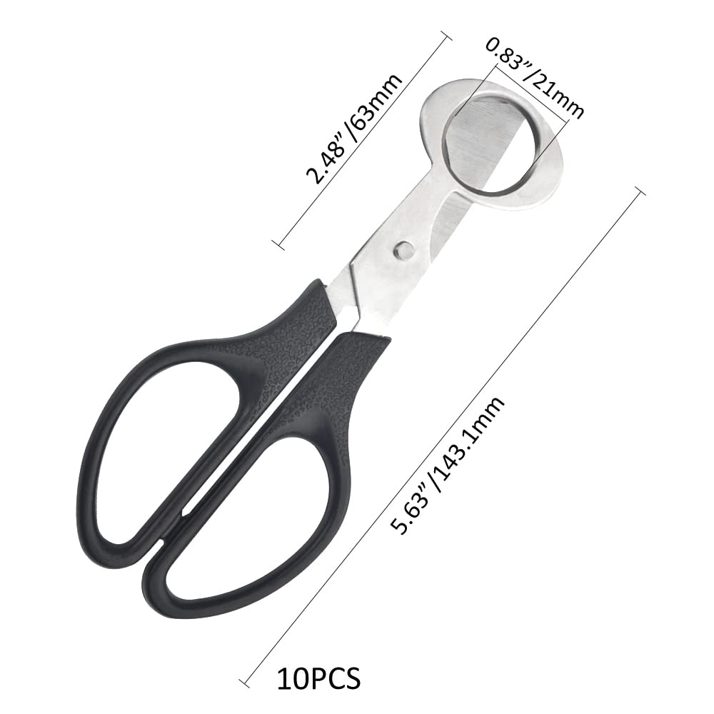 XINMEIWEN 10Pack Stainless Steel Quail Egg Cutter Scissors Quail and Pigeon Egg Cutter Tool Quail Scissors Opener Quail Egg Cracker for Home Kitchen (Black)
