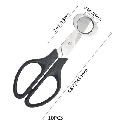 XINMEIWEN 10Pack Stainless Steel Quail Egg Cutter Scissors Quail and Pigeon Egg Cutter Tool Quail Scissors Opener Quail Egg Cracker for Home Kitchen (Black)