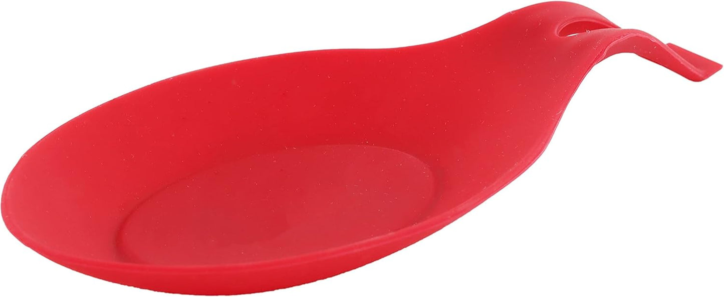 Silicone Spoon Rest for Kitchen, Spoon Holder - Red