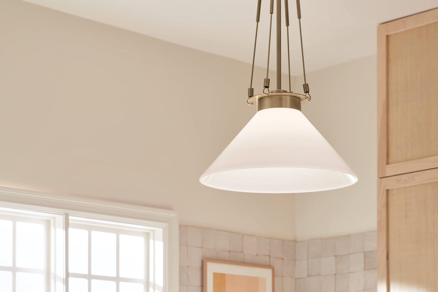 Kichler Albers 18.25 Inch 1 Light Pendant with Opal Glass in Champagne Bronze