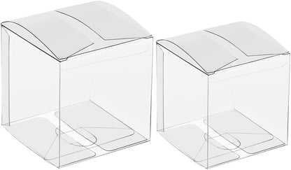Lucky Monet 50 Pack Clear Gift Boxes 2" x 2" x 2", Transparent PVC Packing Box for Wedding, Birthday, Jewelry