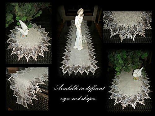 Galleria di Giovanni X-Large 33 Inch Table Topper Dresser Scarf - Neutral Earth Tones European Lace