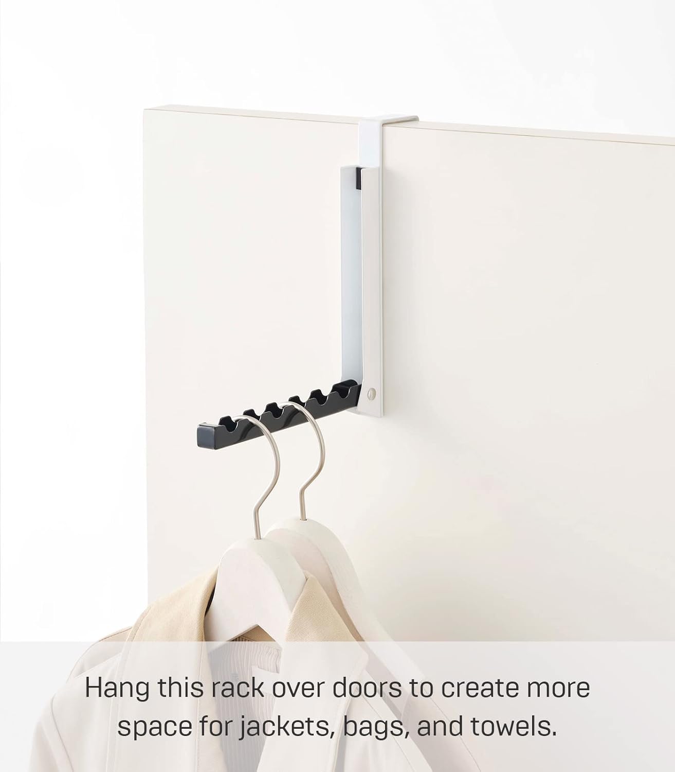 Yamazaki Over The Door Hooks, Alloy Steel, Folding Hanging Coat Rack, Black 7162