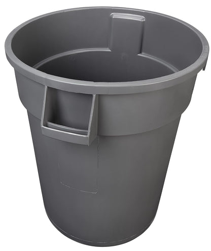 Amazon Basics Heavy Duty Sturdy Round Trash Can, 32 Gallon, Grey, Pack of 2
