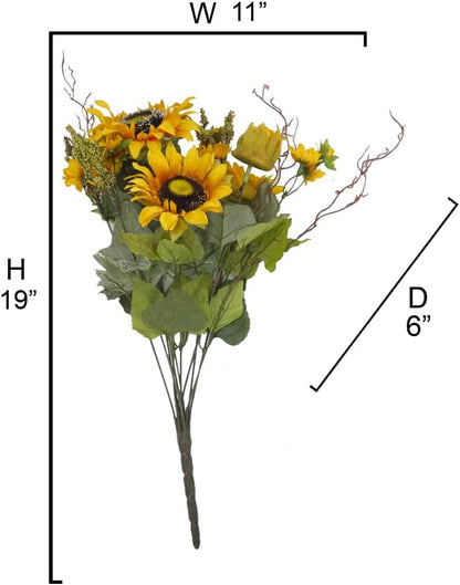 Admired By Nature Artificial Sunflower Bouquet Bush, 11 Stems Gold Sunflowers for Weddings, Home Decor, Events