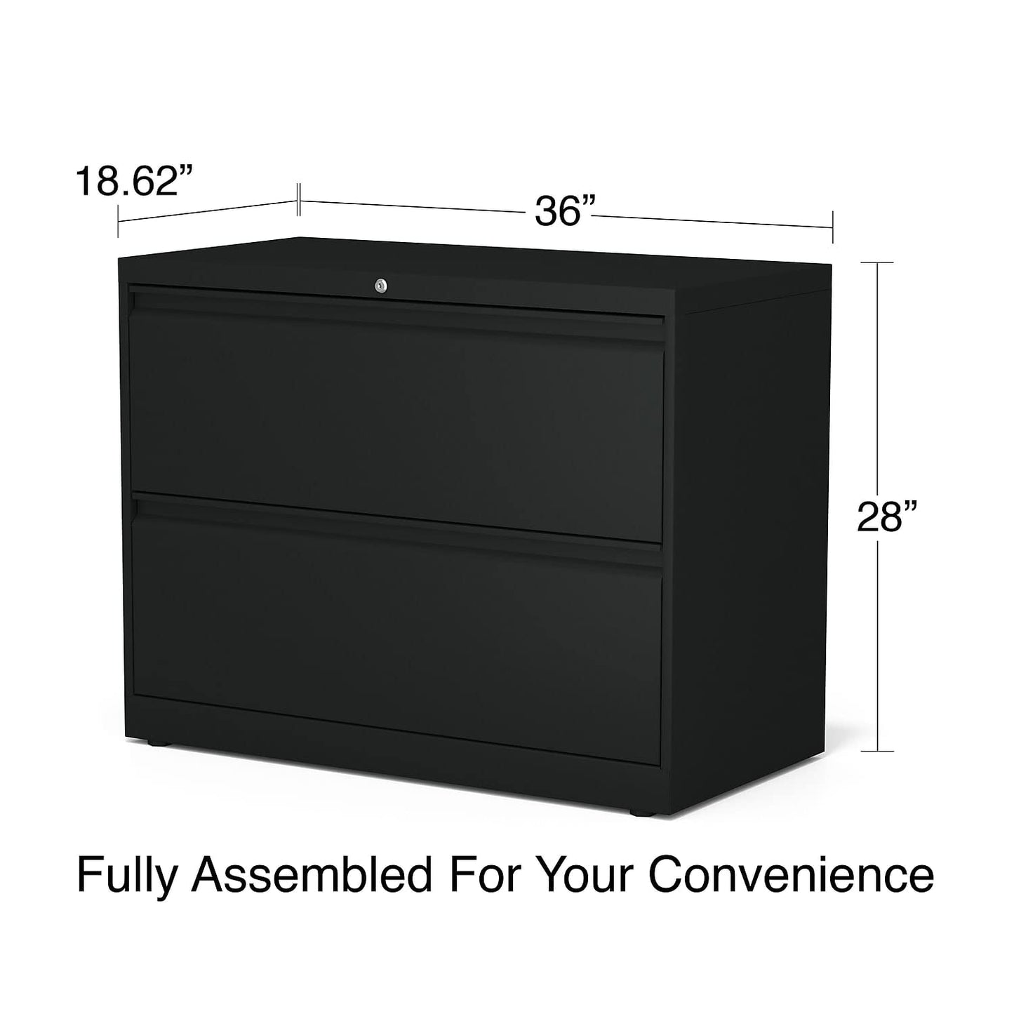 STAPLES 870395 Branded Commercial 36-Inch Wide 2-Drawer Lateral File Cabinet Black