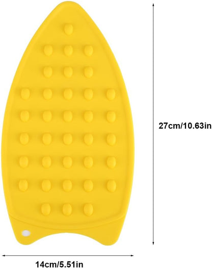 Silicone Iron Hot Protection Rest Pad Mat - Safe Surface Iron Stand Mat for Ironing (Yellow, 27 x 14 x 0.7cm)