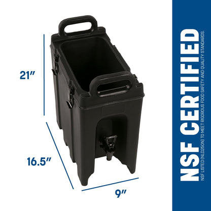 Carlisle FoodService Products Cateraide Insulated Beverage Dispenser with Handles for Catering, Events, Kitchens, And Restaurants, Plastic, 2.5 Gallons, Black