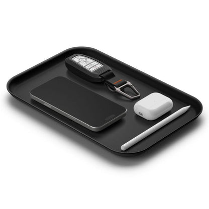 Spigen Modern Valet Tray Premium PU Storage Stylish Organizer Designed for Entryway Bedside Nightstand Desk for Key, Wallet, Watch, Phone, Jewelry, and Everyday Carry Accessories - Black (Catchall)