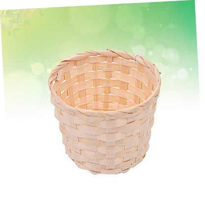 SAFIGLE Bamboo Desk Paper Wastebasket Straw Basket Weaving Organizer, Small Finishing Basket