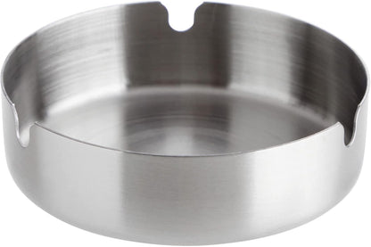 Juvale 5 Pack Stainless Steel Ashtrays - Round Patio Ashtray for Cigarettes, Indoor & Outdoor Use