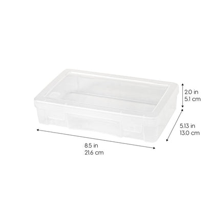 IRIS USA Pencil Case Boxes, 6-Pack, |Made in USA|, Plastic Bead Organizing Containers with Snap Lid for Arts, Crafts, Ephemera, Stickers, & Dance Cheer, Clear - Medium