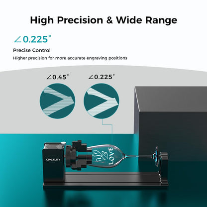Official Creality Rotary Kit Pro, Laser Rotary Roller 4 in 1 Multi-Function Engraving Accessories for Laser Engraver, Jaw Chuck Rotary for Engraving Cylindrical Objects, Wine glass, Baseball Bat, Ring