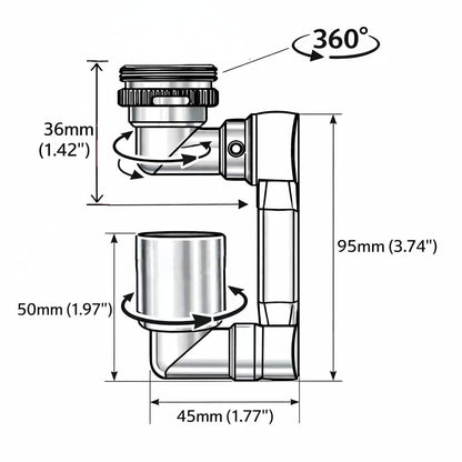 Universal 1080° Swivel Bathroom Faucet Extender Rotating Faucet Attachment Adapter for kitchen Sink Brushed Nickel