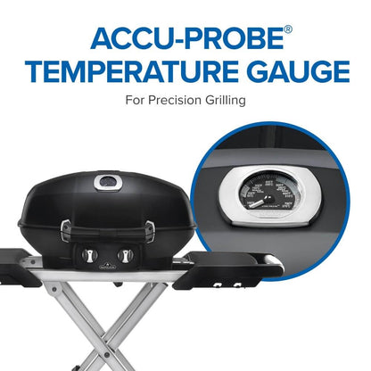 Napoleon TravelQ PRO285X Portable Propane Gas Grill with Foldable Scissor Cart, Black, 2 Burners, Tailgating, Camping, and Small Outdoor Spaces