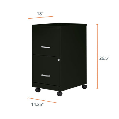 Lorell 2-Drawer Mobile File Cabinet, 14.2" x 18" x 26.5", Black