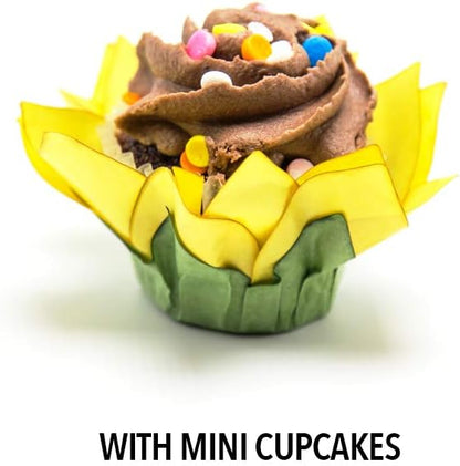Truffilio Handmade Paper Truffle Cups | Candy Liners for Chocolate | Truffle Wrappers - Pack of 20 (Paper, Sunflower)