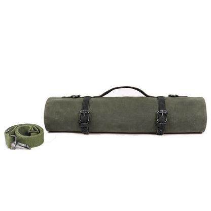 Large Chef’s Knife Roll Bag,Heavy Duty Waxed Canvas Knife Carrier,11 Pockets Kitchen Cooking Tools Storage Case, Easily Carried By Shoulder Strap ForProfessional Chefs,Culinary School Students