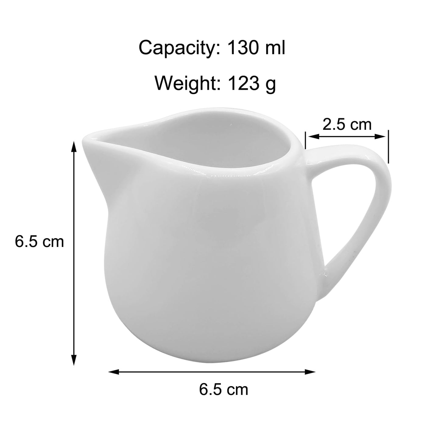 Set of 6 Ceramic Milk Frothing Pitchers 130ml/4.4oz Elegant Porcelain Creamer Drip-Free Spout, Perfect for Coffee Creations with Handle