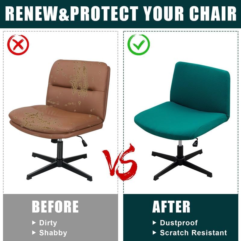 TOPCHANCES Dining Room Chair Covers, Stretchable Waterproof Armless Criss Cross Slipcover for Home Office Party