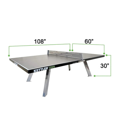 KETTLER Eden Weatherproof Stationary Outdoor Table Tennis Table with Galvanized Steel Legs and Permanent Net and Post System
