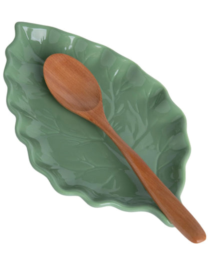 KITCHENLESTAR Ceramic Spoon Rest for Stove Top, 8 x 4.8 Inch Large Spoon Holder for Cooking Utensils, Spatula & Coffee Spoons,Farmhouse Kitchen Décor(Green)