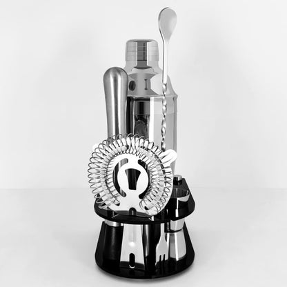 Cocktail Shaker Bartender Kit: 5 Piece Stainless Steel Bar Set, Cocktail Shaker Set with Stand, Drink Mixing Kit Includes Shaker,Strainer,Jigger, Bar Mixer Spoon, Muddler ﻿(750ml(25oz))