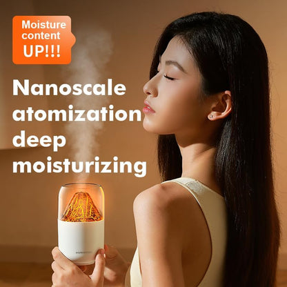 Portable Mini Volcano Humidifier, 300ml Small Cool Mist USB Personal Desktop Humidifier for Baby Bedroom Travel Office,